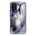 Colorful Painted Glass Shockproof Protective Case For OnePlus Nord 2 5G(Butterfly)