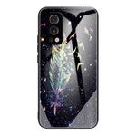 Colorful Painted Glass Shockproof Protective Case For OnePlus Nord 2 5G(Feather)