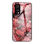 Colorful Painted Glass Shockproof Protective Case For OnePlus Nord 2 5G(Flower)