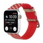 Nylon Single Loop Watch Band For Apple Watch Ultra 49mm / Series 8&7 45mm / SE 2&6&SE&5&4 44mm / 3&2&1 42mm(Red+Khaki)