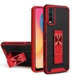For vivo Y20 Dual-color Skin Feel TPU + PC Magnetic Shockproof Case with Invisible Holder(Red)