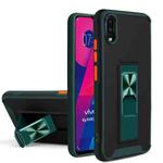 For vivo Y93 Dual-color Skin Feel TPU + PC Magnetic Shockproof Case with Invisible Holder(Dark Green)