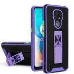 For Motorola Moto E7 Dual-color Skin Feel TPU + PC Magnetic Shockproof Case with Invisible Holder(Purple)