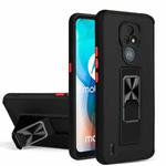 For Motorola Moto E7 Dual-color Skin Feel TPU + PC Magnetic Shockproof Case with Invisible Holder(Black)