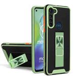For Motorola Moto G8 Power Dual-color Skin Feel TPU + PC Magnetic Shockproof Case with Invisible Holder(Green)