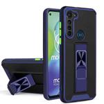 For Motorola Moto G8 Power Dual-color Skin Feel TPU + PC Magnetic Shockproof Case with Invisible Holder(Blue)