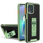 For Motorola Moto G100 Dual-color Skin Feel TPU + PC Magnetic Shockproof Case with Invisible Holder(Green)