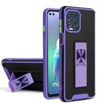 For Motorola Moto G100 Dual-color Skin Feel TPU + PC Magnetic Shockproof Case with Invisible Holder(Purple)