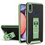 For Samsung Galaxy A10s / M01s Dual-color Skin Feel TPU + PC Magnetic Shockproof Case with Invisible Holder(Green)