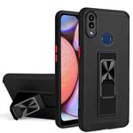 For Samsung Galaxy A10s / M01s Dual-color Skin Feel TPU + PC Magnetic Shockproof Case with Invisible Holder(Black)