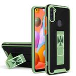 For Samsung Galaxy A11 Dual-color Skin Feel TPU + PC Magnetic Shockproof Case with Invisible Holder(Green)
