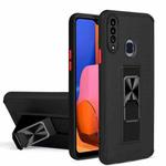 For Samsung Galaxy A20s Dual-color Skin Feel TPU + PC Magnetic Shockproof Case with Invisible Holder(Black)