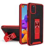 For Samsung Galaxy A21s Dual-color Skin Feel TPU + PC Magnetic Shockproof Case with Invisible Holder(Red)