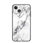 Marble Pattern Glass + TPU Protective Case For iPhone 13 mini(White)