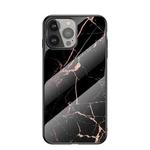 Marble Pattern Glass + TPU Protective Case For iPhone 13 Pro(Golden Black)