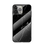 Marble Pattern Glass + TPU Protective Case For iPhone 13 Pro Max(Black)