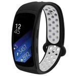 For Gear Fit2 / Fit2 Pro Smart Watch Multiaperture Silicone Double Color Watch Band(Black Grey)