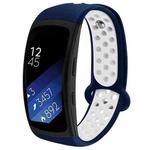For Gear Fit2 / Fit2 Pro Smart Watch Multiaperture Silicone Double Color Watch Band(Blue White)