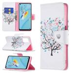 For OPPO A54 4G / A55 5G Colored Drawing Pattern Horizontal Flip Leather Case with Holder & Card Slots & Wallet(Tree)