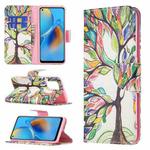 For OPPO A74 4G / F19 4G Colored Drawing Pattern Horizontal Flip Leather Case with Holder & Card Slots & Wallet(Tree Life)