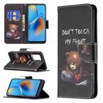 For OPPO A74 4G / F19 4G Colored Drawing Pattern Horizontal Flip Leather Case with Holder & Card Slots & Wallet(Bear)