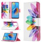 For OPPO A74 4G / F19 4G Colored Drawing Pattern Horizontal Flip Leather Case with Holder & Card Slots & Wallet(Sun Flower)