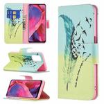 For OPPO A74 / A93 / A54 5G Colored Drawing Pattern Horizontal Flip Leather Case with Holder & Card Slots & Wallet(Feather)