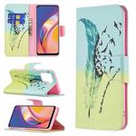 For OPPO A94 4G / Reno5 F / F19 Pro Colored Drawing Pattern Horizontal Flip Leather Case with Holder & Card Slots & Wallet(Feather)