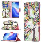 For OPPO Reno5 Pro Colored Drawing Pattern Horizontal Flip Leather Case with Holder & Card Slots & Wallet(Tree Life)