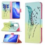For OPPO Reno5 Pro Colored Drawing Pattern Horizontal Flip Leather Case with Holder & Card Slots & Wallet(Feather)