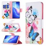 For OPPO Reno5 Colored Drawing Pattern Horizontal Flip Leather Case with Holder & Card Slots & Wallet(Butterflies)