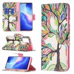 For OPPO Reno5 Colored Drawing Pattern Horizontal Flip Leather Case with Holder & Card Slots & Wallet(Tree Life)