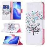 For OPPO Reno5 Colored Drawing Pattern Horizontal Flip Leather Case with Holder & Card Slots & Wallet(Tree)