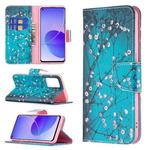 For OPPO Reno6 Colored Drawing Pattern Horizontal Flip Leather Case with Holder & Card Slots & Wallet(Plum Blossom)