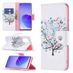 For OPPO Reno6 Colored Drawing Pattern Horizontal Flip Leather Case with Holder & Card Slots & Wallet(Tree)