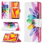 For OPPO Realme C15 / C12 / C25 Colored Drawing Pattern Horizontal Flip Leather Case with Holder & Card Slots & Wallet(Sun Flower)