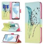 For OPPO Realme C21 / C20 Colored Drawing Pattern Horizontal Flip Leather Case with Holder & Card Slots & Wallet(Feather)