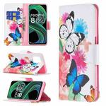 For OPPO Realme 8 5G / Realme V13 Colored Drawing Pattern Horizontal Flip Leather Case with Holder & Card Slots & Wallet(Butterflies)