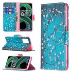 For OPPO Realme 8 5G / Realme V13 Colored Drawing Pattern Horizontal Flip Leather Case with Holder & Card Slots & Wallet(Plum Blossom)