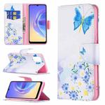 For vivo V21e 4G Colored Drawing Pattern Horizontal Flip Leather Case with Holder & Card Slots & Wallet(Butterfly Love)