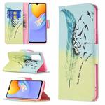 For vivo Y51 2020 / Y51a / Y51s Colored Drawing Pattern Horizontal Flip Leather Case with Holder & Card Slots & Wallet(Feather)