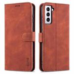 For Samsung Galaxy S21+ 5G AZNS Skin Feel Calf Texture Horizontal Flip Leather Case with Card Slots & Holder & Wallet(Brown)