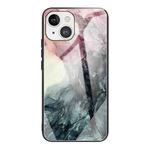For iPhone 13 Abstract Marble Pattern Glass Protective Case(Abstract Black)