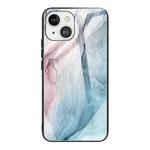 For iPhone 13 Abstract Marble Pattern Glass Protective Case(Abstract Gray)