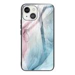 For iPhone 13 mini Abstract Marble Pattern Glass Protective Case (Abstract Gray)