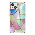 For iPhone 13 mini Abstract Marble Pattern Glass Protective Case (Rhombus Gradient)