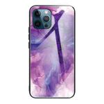 For iPhone 13 Pro Abstract Marble Pattern Glass Protective Case (Abstract Purple)
