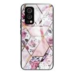 Abstract Marble Pattern Glass Protective Case For OnePlus Nord 2 5G(Rhombus Rose)