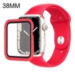 Silicone Watch Band + Watch Protective Case with Screen Protector Set For Apple Watch Series 3 & 2 & 1 38mm(Red)