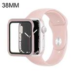 Silicone Watch Band + Watch Protective Case with Screen Protector Set For Apple Watch Series 3 & 2 & 1 38mm(Sand Pink)